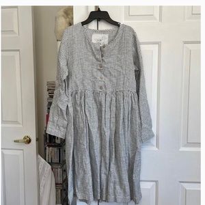 EUC Not Perfect Linen Mama Midi Dress in Small Checks